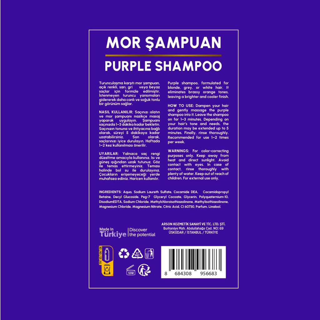 Yoon Anti-Orange Purple Shampoo 400 ml (Special Color Protector for Blonde, Grey, Platinum Hair)