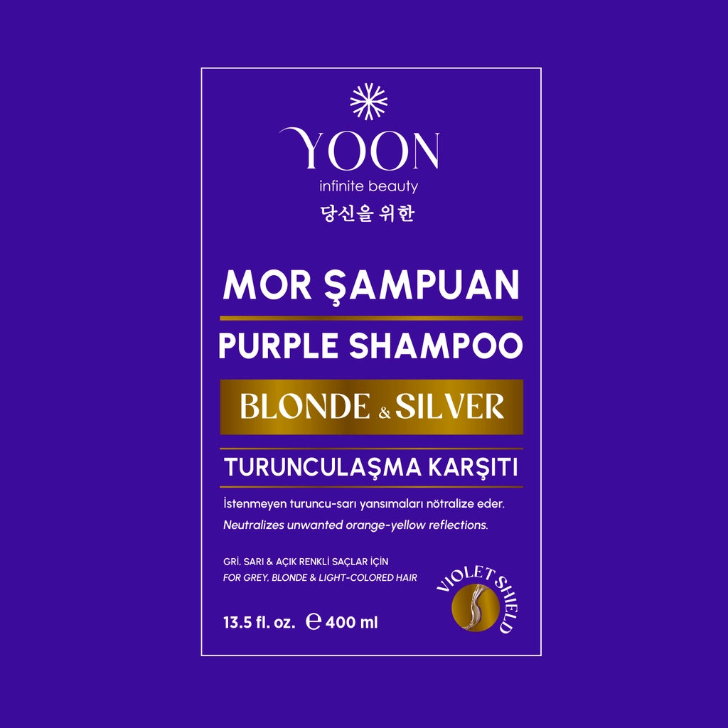 Yoon Anti-Orange Purple Shampoo 400 ml (Special Color Protector for Blonde, Grey, Platinum Hair)