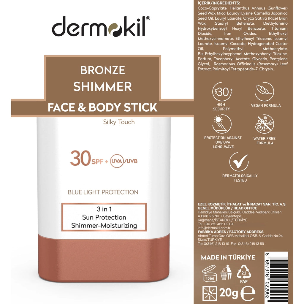 Dermokil Bronze Shimmer SPF30 Face &amp; Body Stick Cream 20 gr