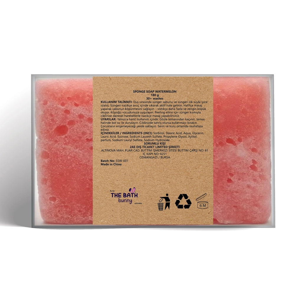 The Bath Bunny Giant Bath Soap with Sponge Watermelon 180 gr