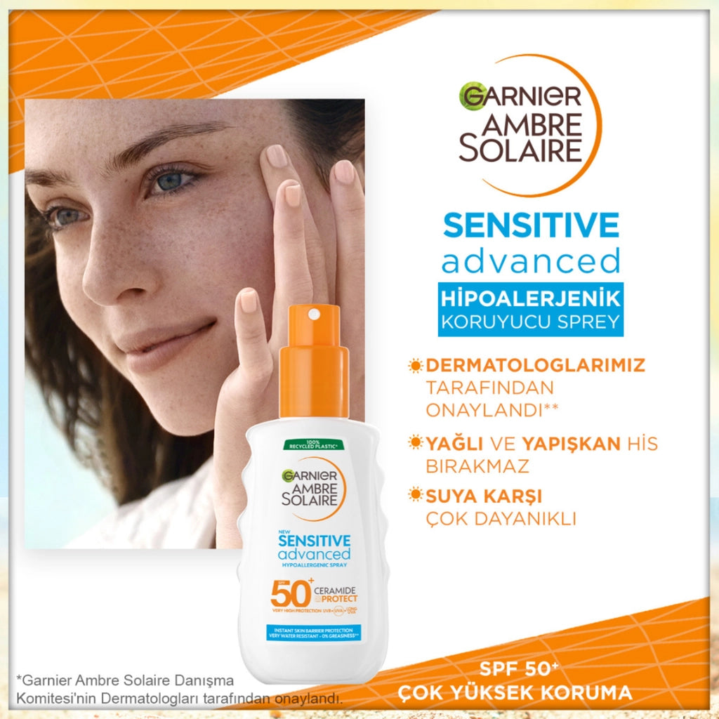 Garnier Ambre Solaire Sensitive Advanced Hypoallergenic 50+SPF Sunscreen Spray 150 ml