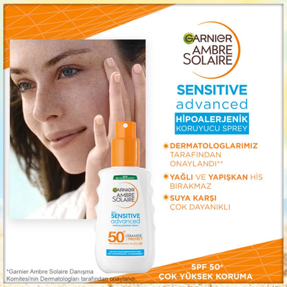 Garnier Ambre Solaire Sensitive Advanced Hypoallergenic 50+SPF Sunscreen Spray 150 ml