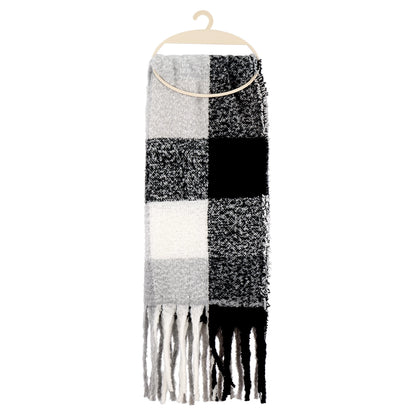 Eklips Black Gray Cream Checked Scarf