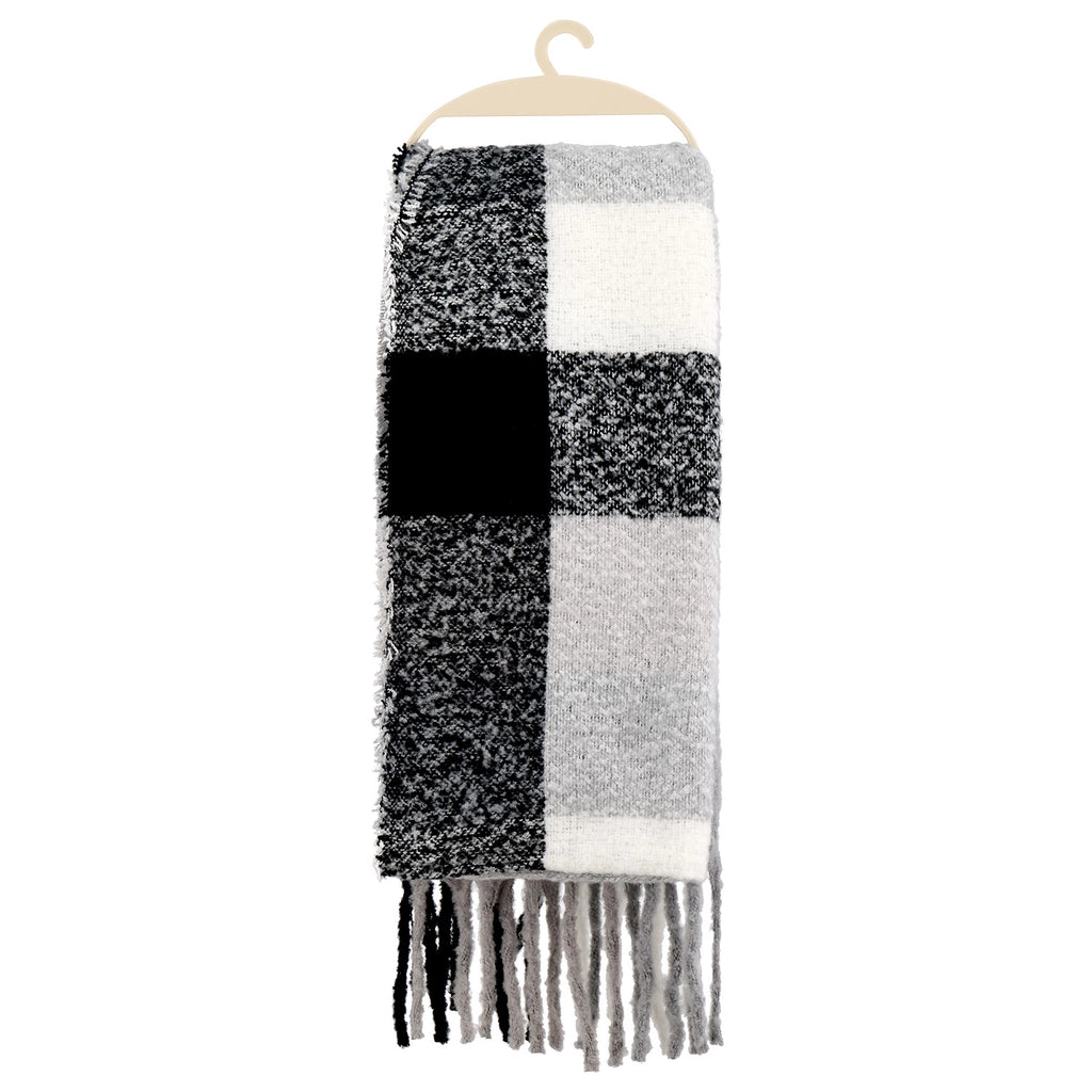 Eklips Black Gray Cream Checked Scarf