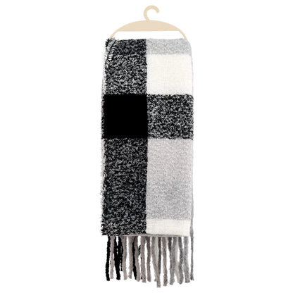 Eklips Black Gray Cream Checked Scarf