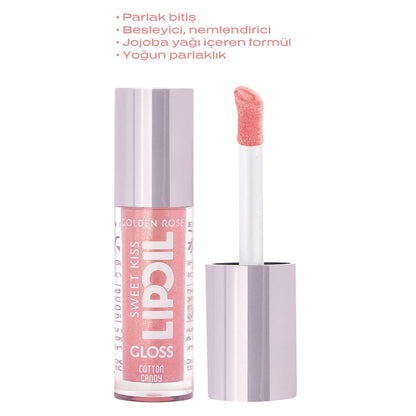 Golden Rose Sweet Kiss Lip Oil Gloss Lip Gloss No: 01 Cotton Candy