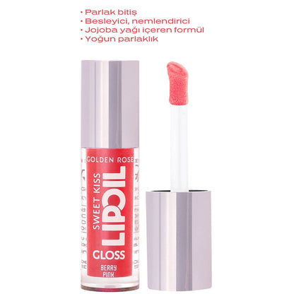 Golden Rose Sweet Kiss Lip Oil Gloss Lip Gloss No: 03 Berry Pink