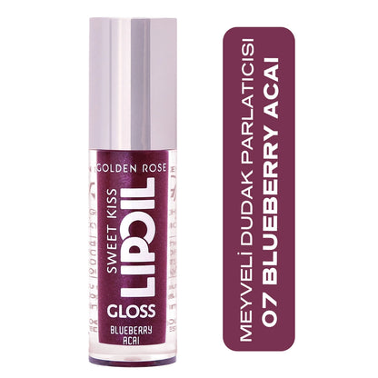 Golden Rose Sweet Kiss Lip Oil Gloss Lip Gloss No: 07 Blueberry Acai