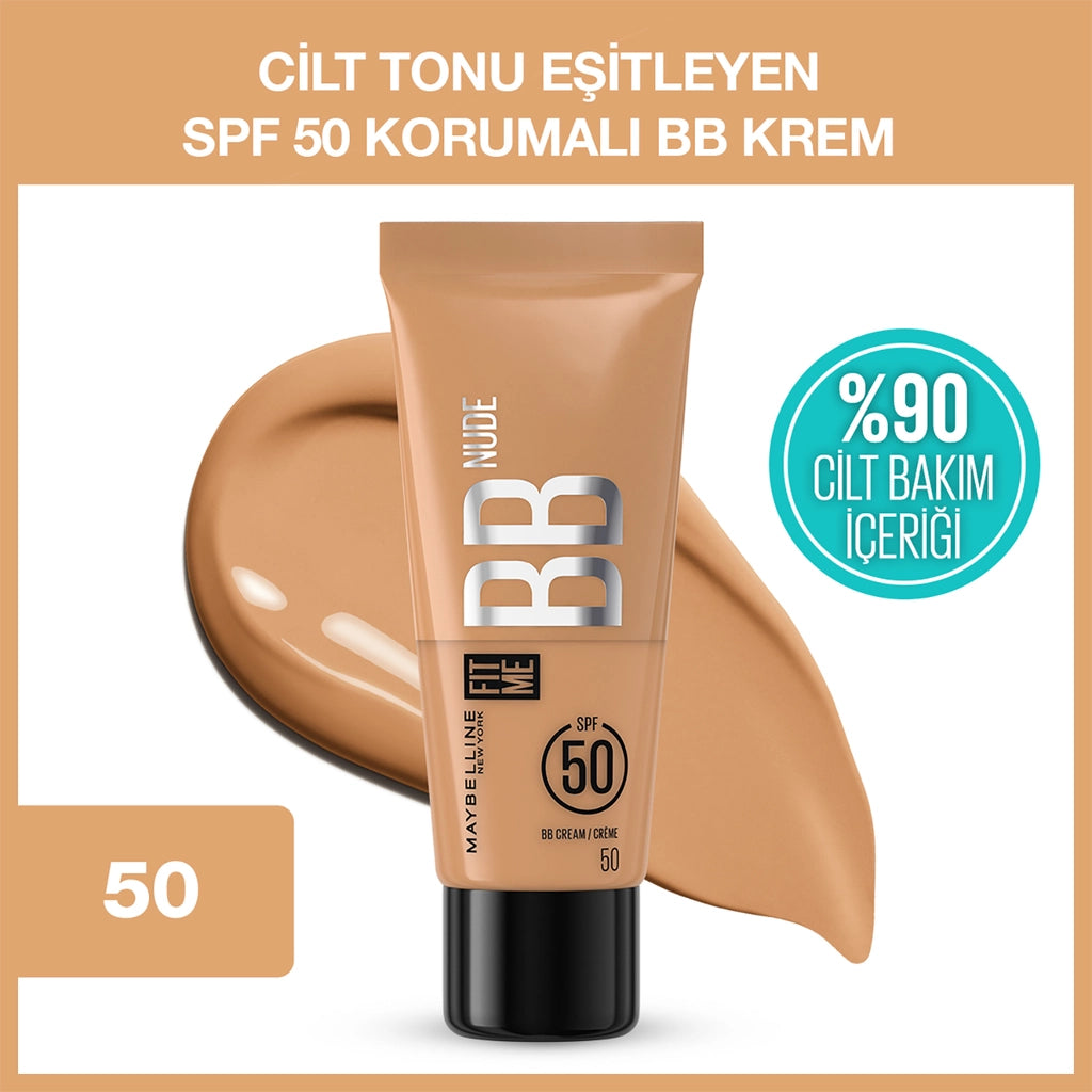 Maybelline New York Fit Me Nude Skin Care Effective Moisturizer SPF50 BB Cream 50