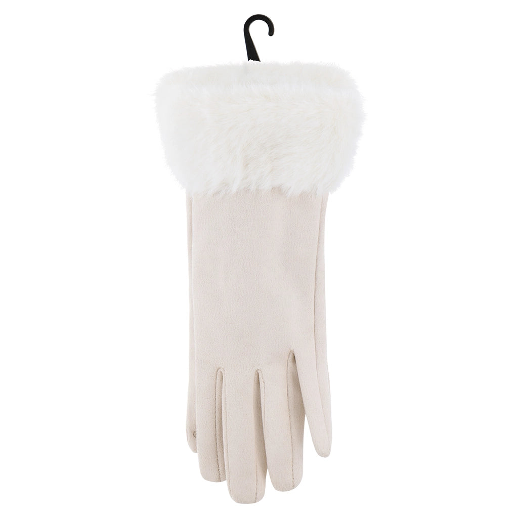 Eklips White Suede Gloves