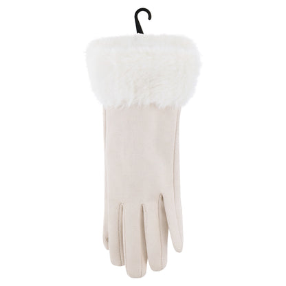 Eklips White Suede Gloves