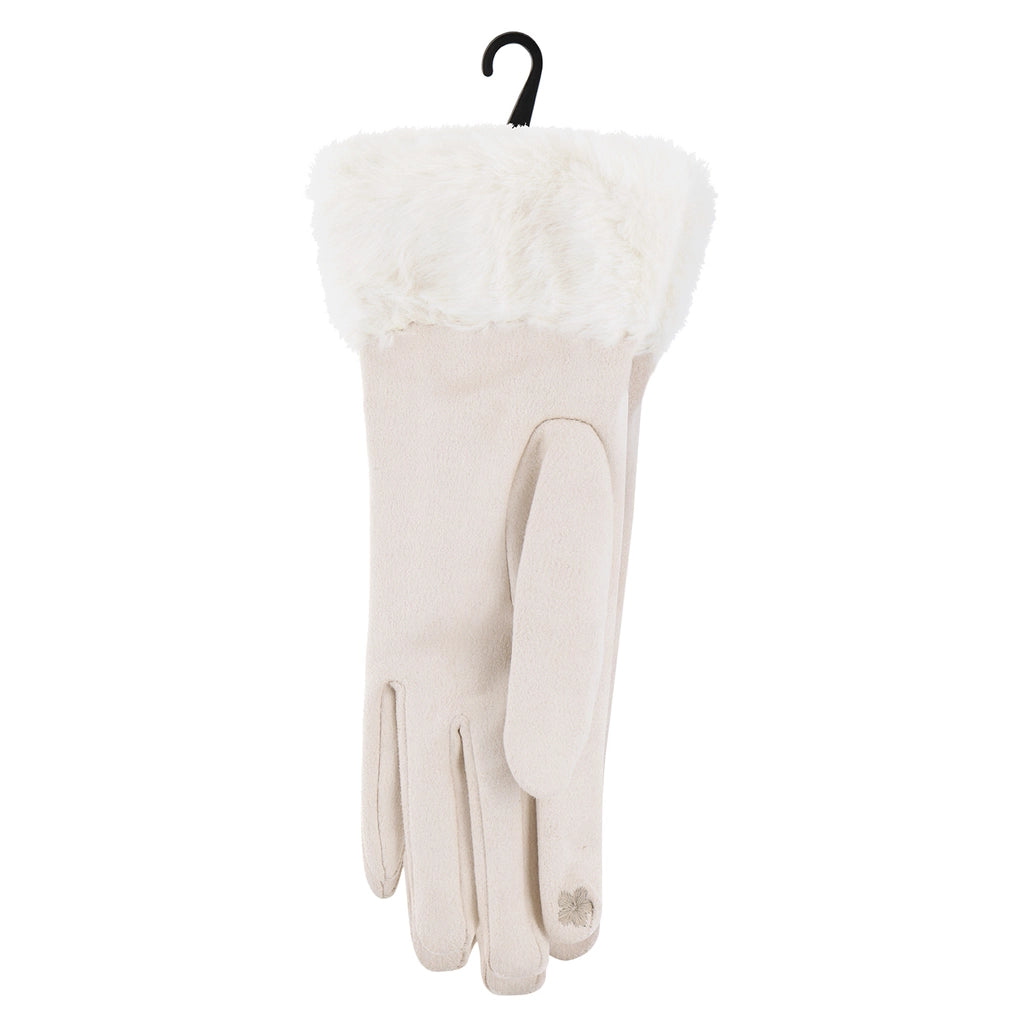 Eklips White Suede Gloves