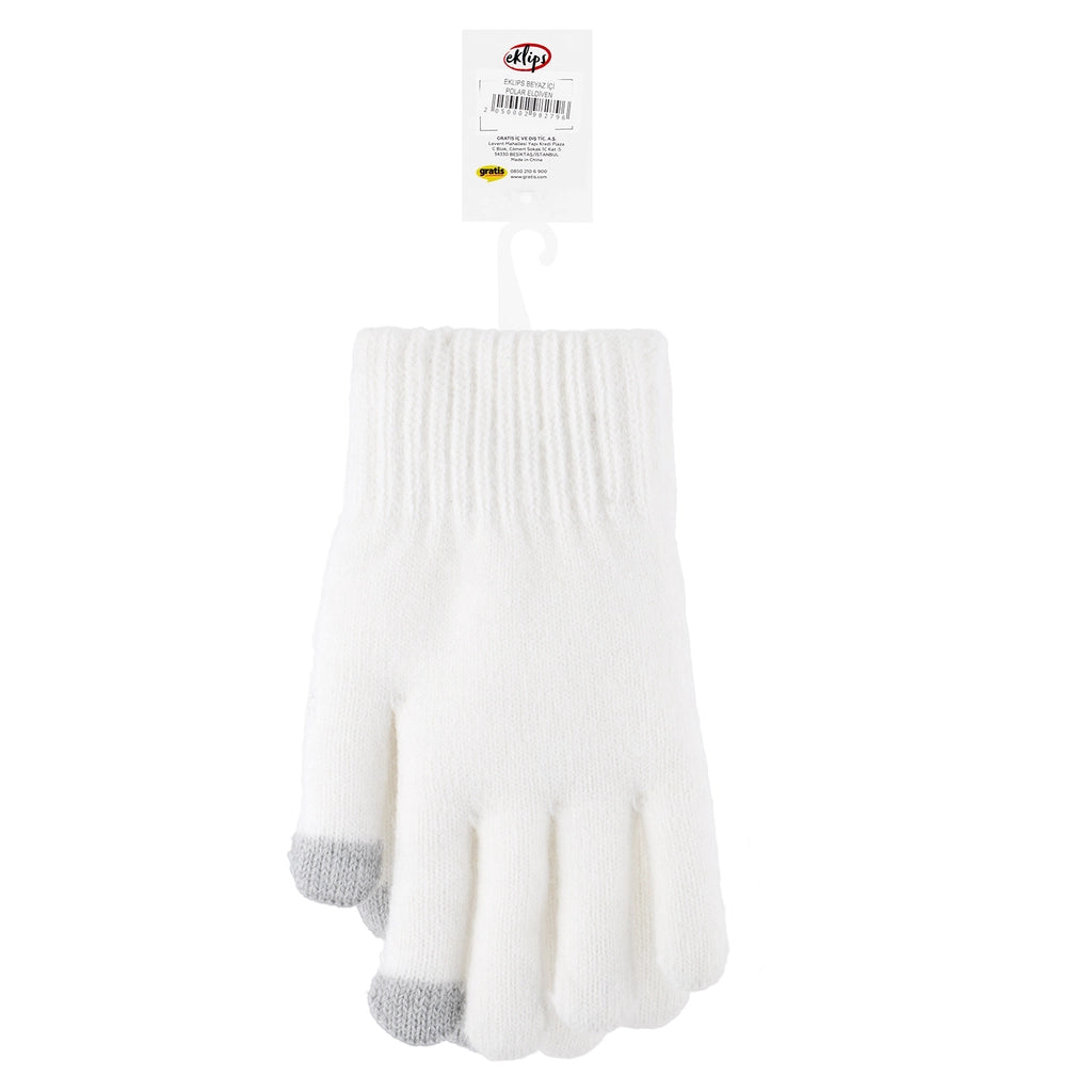 Eklips White Fleece Inside Gloves