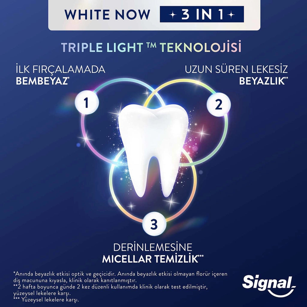 Signal White Now 3 in 1 Strengthened Tooth Enamel Shine with Care Toothpaste 75 ml