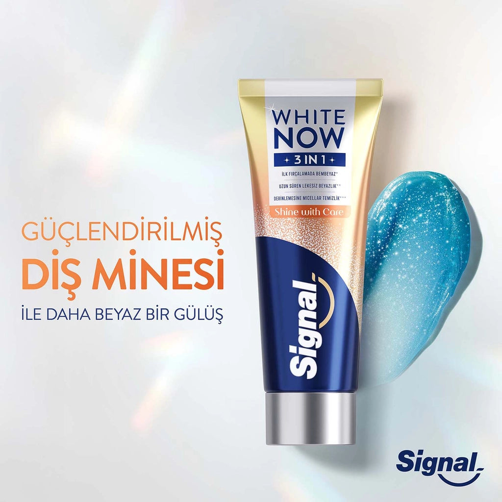 Signal White Now 3 in 1 Strengthened Tooth Enamel Shine with Care Toothpaste 75 ml