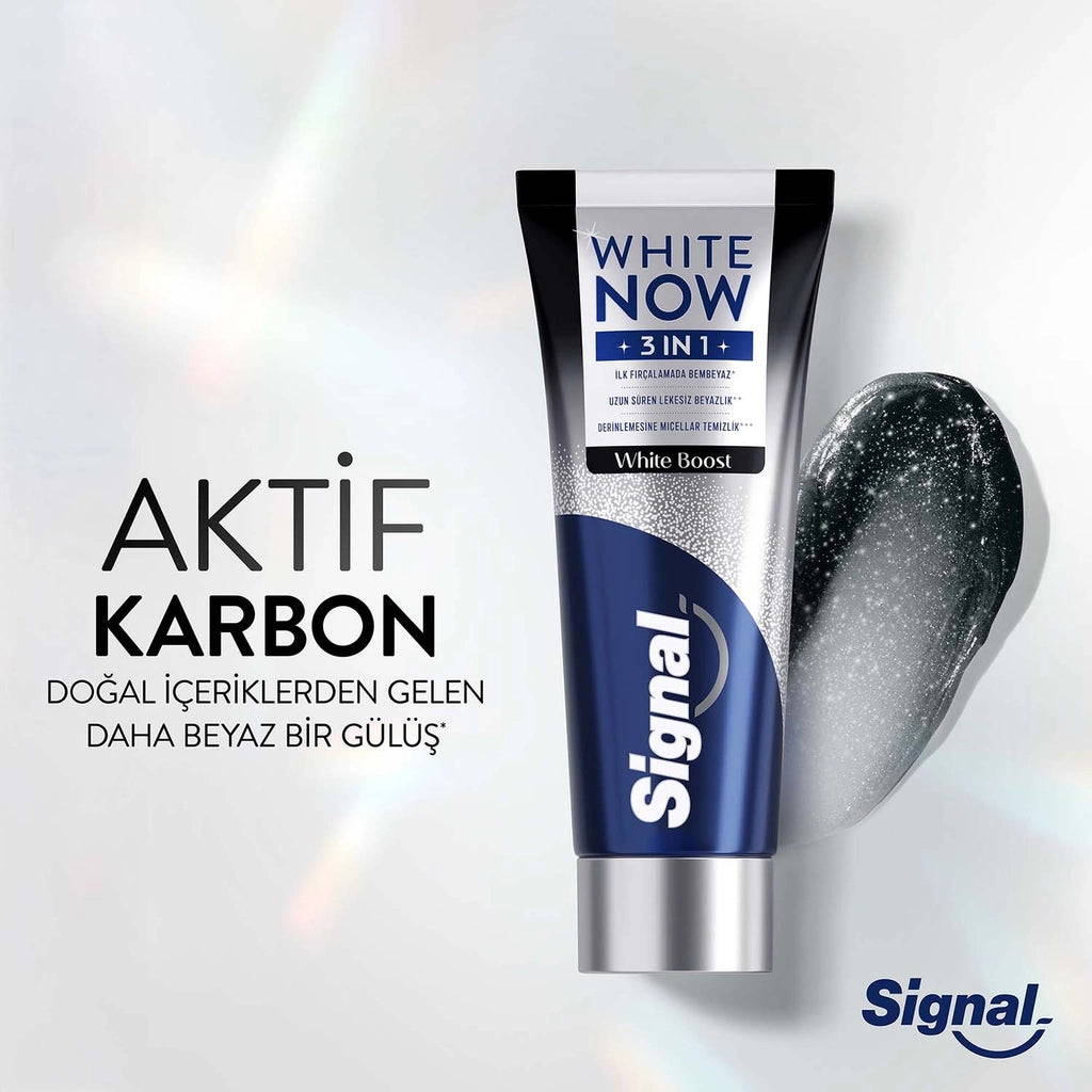 Signal White Now 3 in 1 Activated Carbon White Boost Toothpaste 75 ml