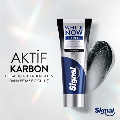 Signal White Now 3 in 1 Activated Carbon White Boost Toothpaste 75 ml