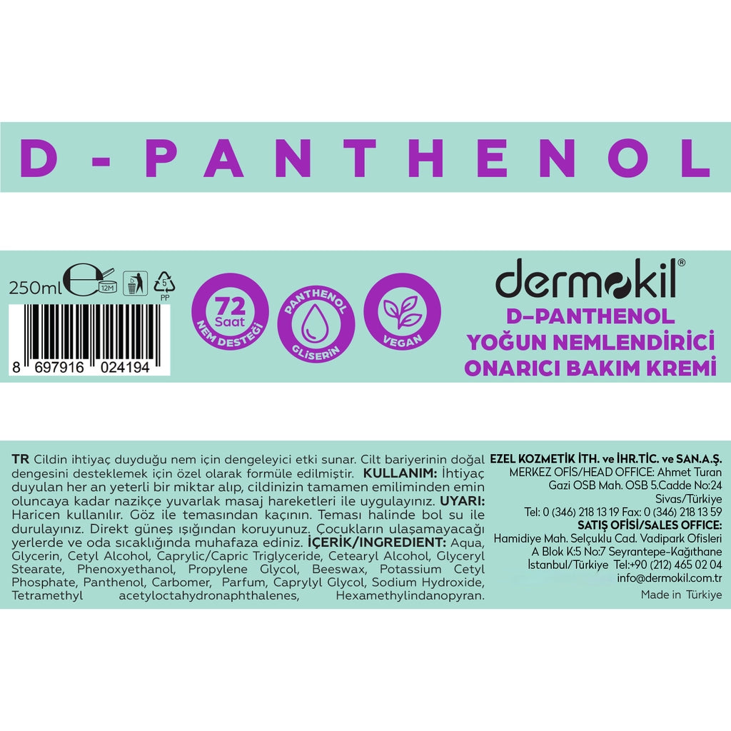 Dermokil D-Panthenol Intensive Moisturizing Repair Cream 250 ml