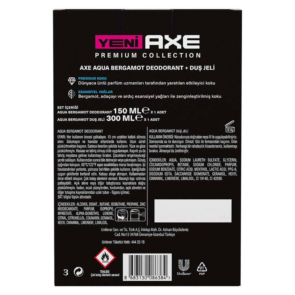 Axe Aqua Bergamot 3 in 1 Shower Gel 300 ml + Men&