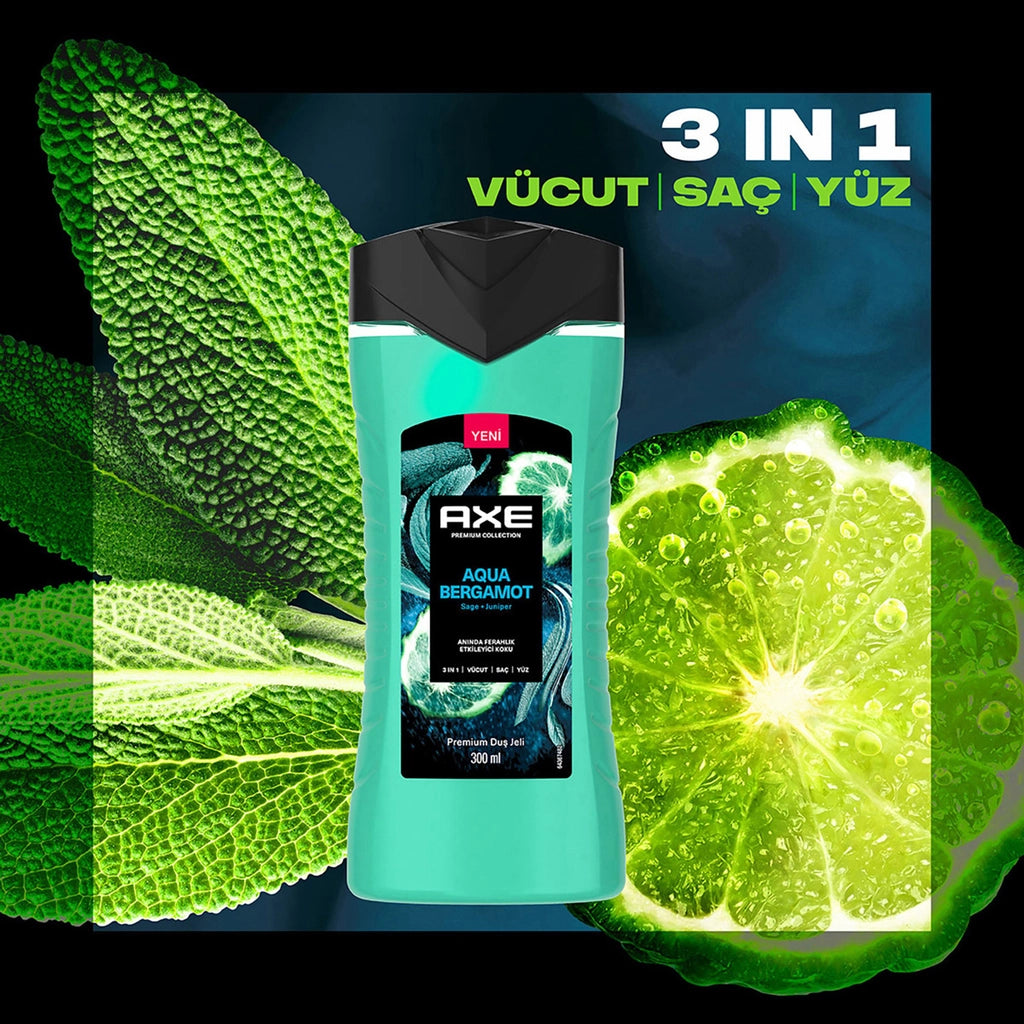 Axe Aqua Bergamot 3 in 1 Shower Gel 300 ml + Men&