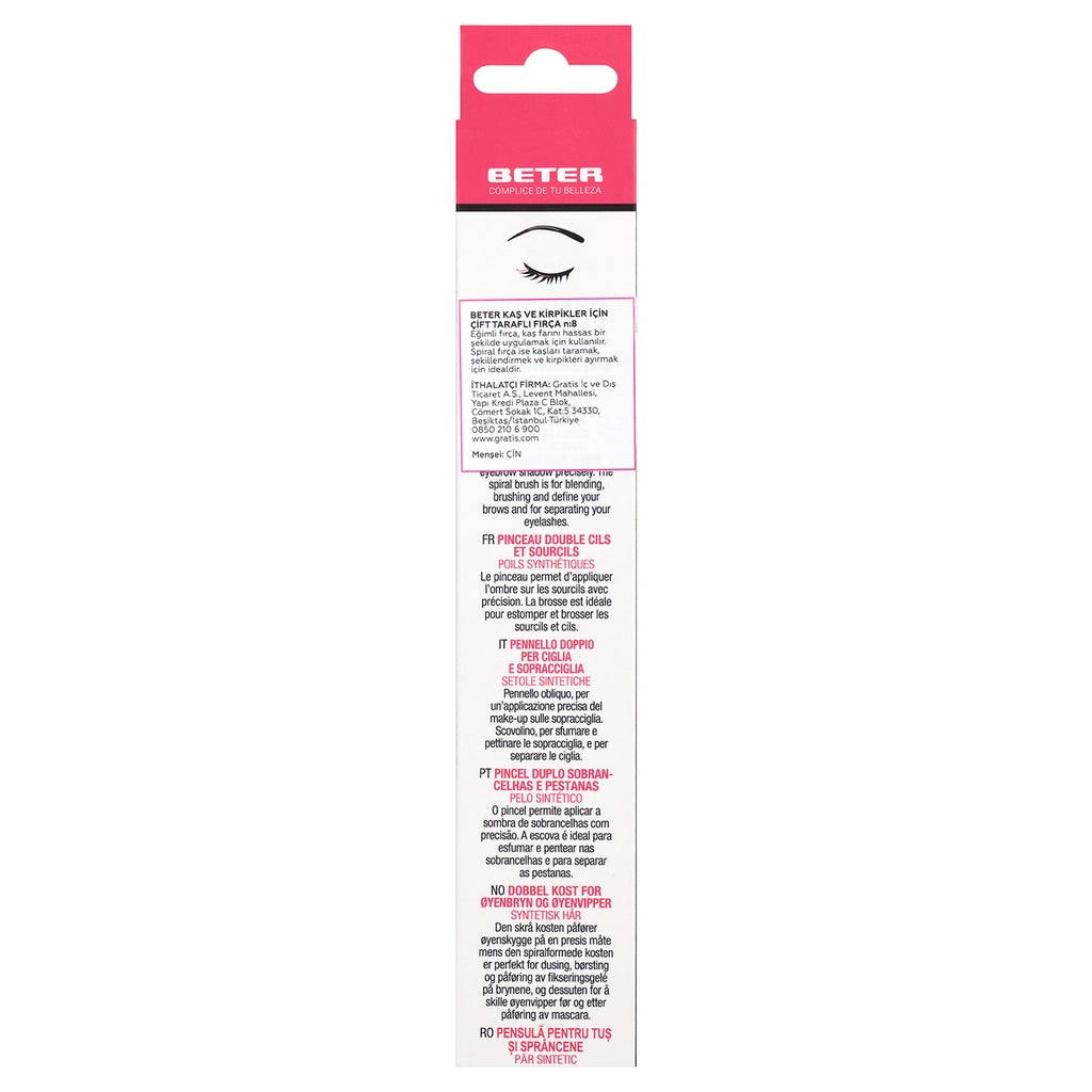 Beter Pro Double Sided Brush for Eyebrows and Eyelashes No: 8