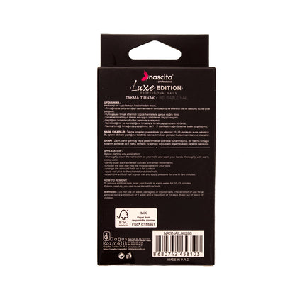 Nascita Luxe Edition Almond Black White False Nails S280 24-Piece