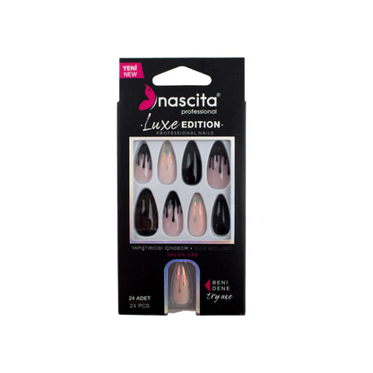 Nascita Luxe Edition Almond Black White False Nails S280 24-Piece