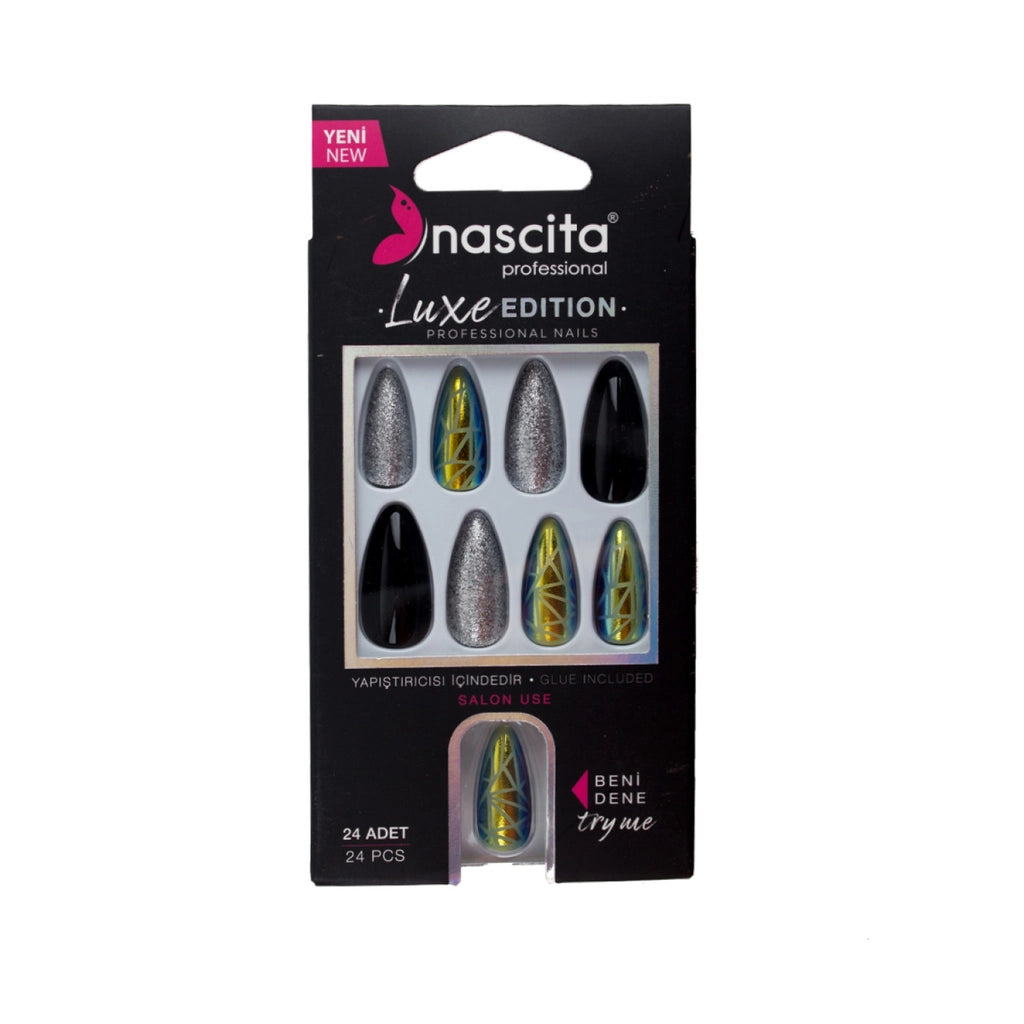 Nascita Luxe Edition Almond Silver False Nails S281 24-Piece