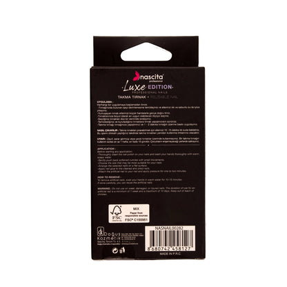 Nascita Luxe Edition Almond Pink Black False Nails S282 Pack of 24
