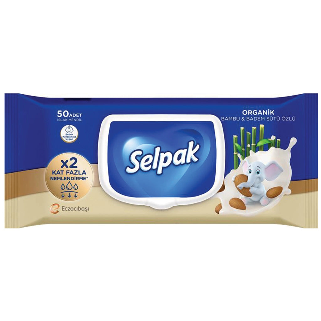 Selpak Organic Bamboo and Almond Milk Wet Wipes 50 Pieces