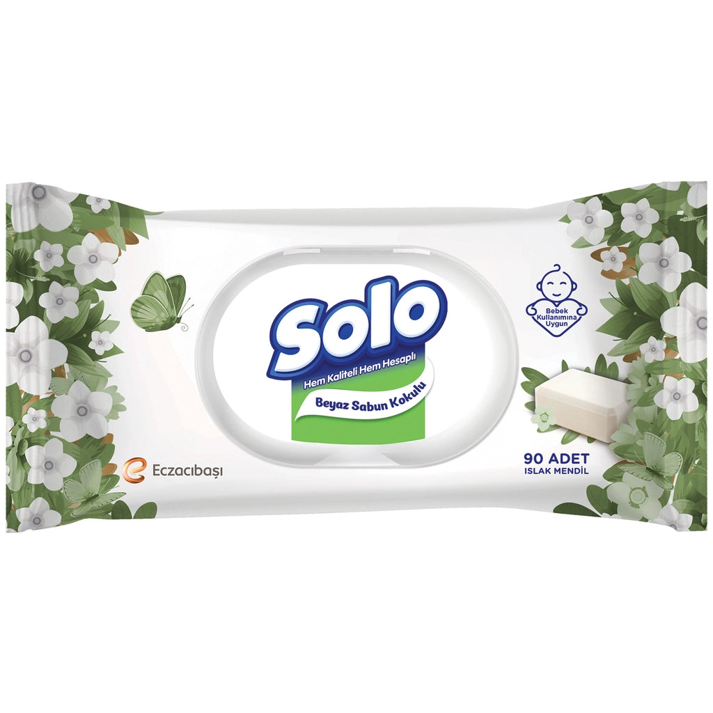 Solo White Soap Scented Wet Wipes 90 Pieces