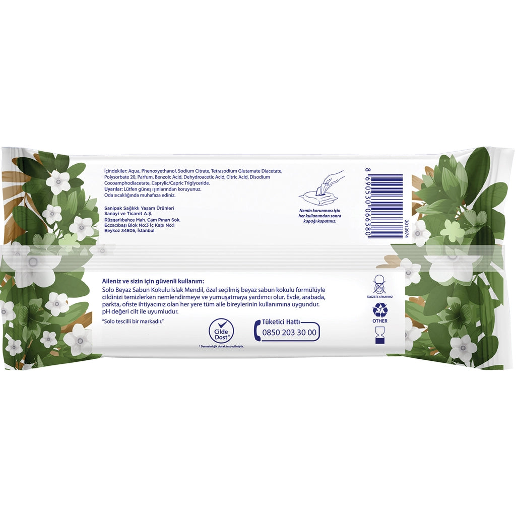 Solo White Soap Scented Wet Wipes 90 Pieces