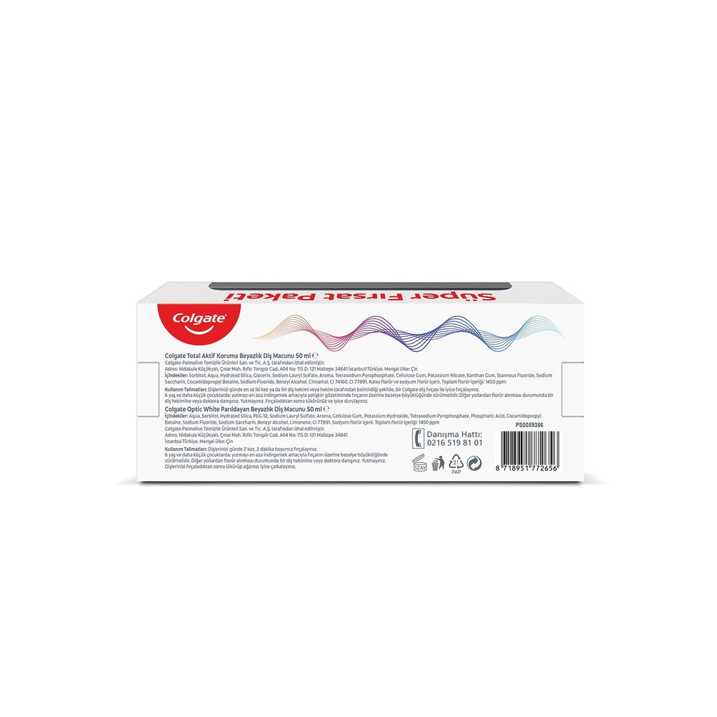 Colgate Total Active Protection Toothpaste 50 ml + Optic White Shining Whiteness Toothpaste 50 ml