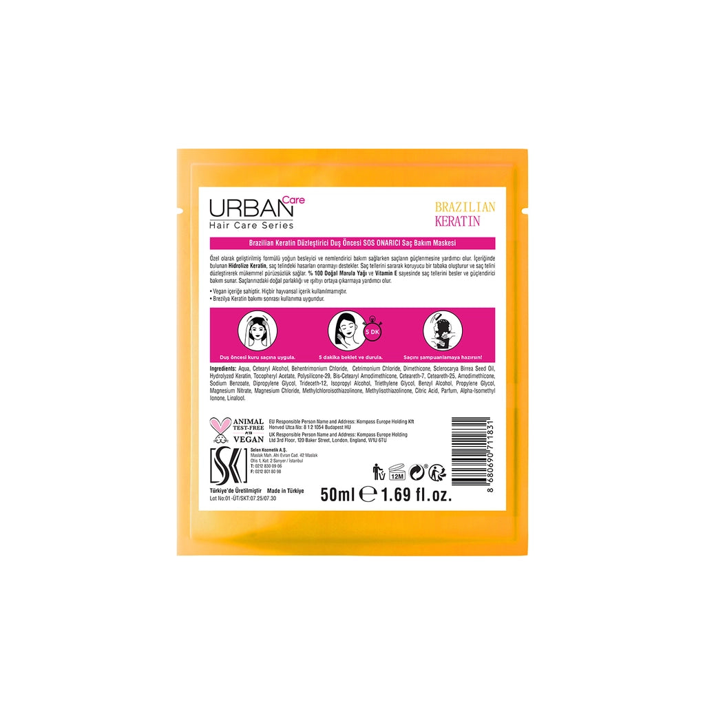 Urban Care Brazilian Keratin Straightening Effect Pre-Shower Hair Care Mask 50 ml