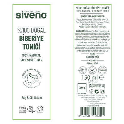 Siveno 100% Natural Rosemary Water Hair Tonic with Anti-Hair Loss and Fast Hair Growth Effect 150 ml
