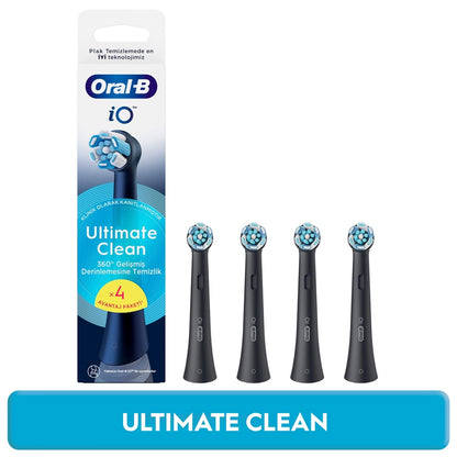 Oral-B iO Ultimate Clean Black Toothbrush Replacement Heads 4 Pieces