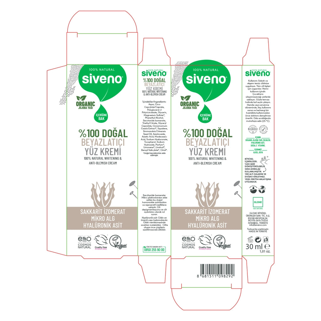 Siveno 100% Natural Whitening Face Cream 30 ml