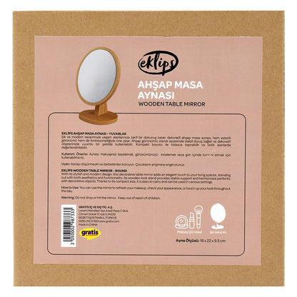Eklips Wooden Table Mirror Round