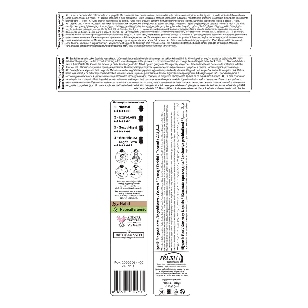 Sleepy Bio Natural Premium Plus+ (Size 1) Mega Normal Hygienic Pads 46 Pack