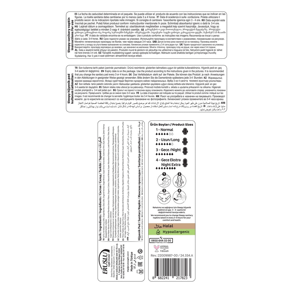Sleepy Bio Natural Premium Plus+ (Size 4) Mega Night Extra Hygienic Pads 26 Pack