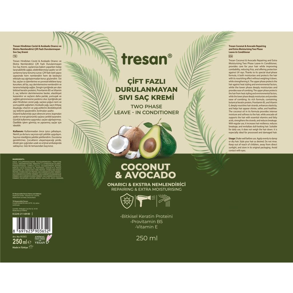Tresan Coconut &amp; Avocado Repairing and Extra Moisturizing Dual Phase Leave-In Liquid Conditioner