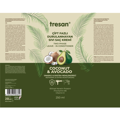 Tresan Coconut &amp; Avocado Repairing and Extra Moisturizing Dual Phase Leave-In Liquid Conditioner