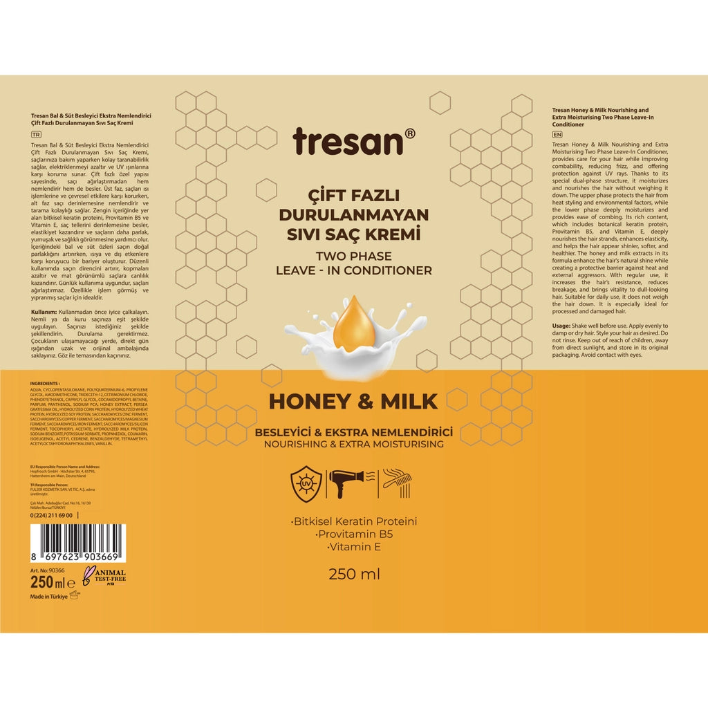 Tresan Honey &amp; Milk Nourishing Extra Moisturizing Dual Phase Leave-In Liquid Conditioner 250 ml