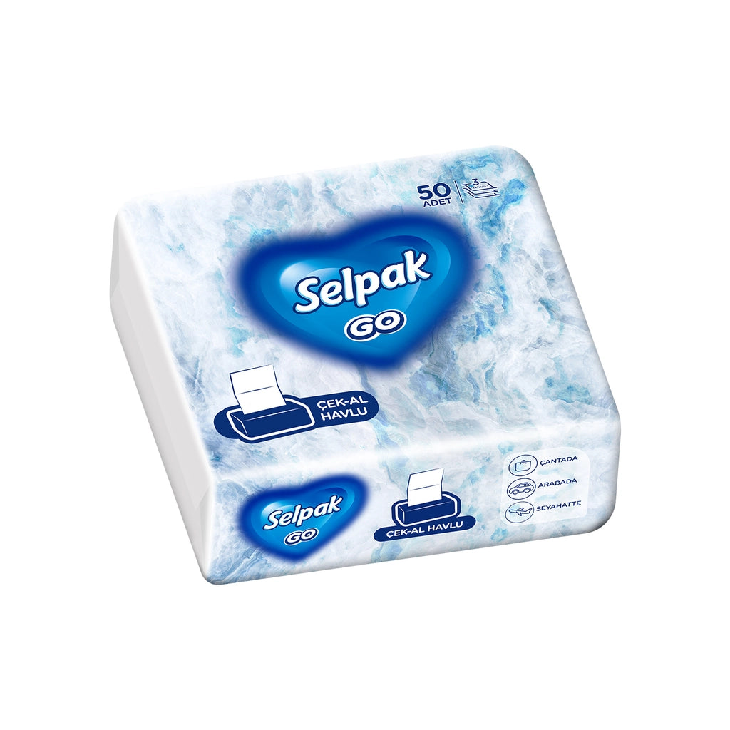 Selpak Go Hand Face Towels 50 Pcs Travel Size (Assorted)
