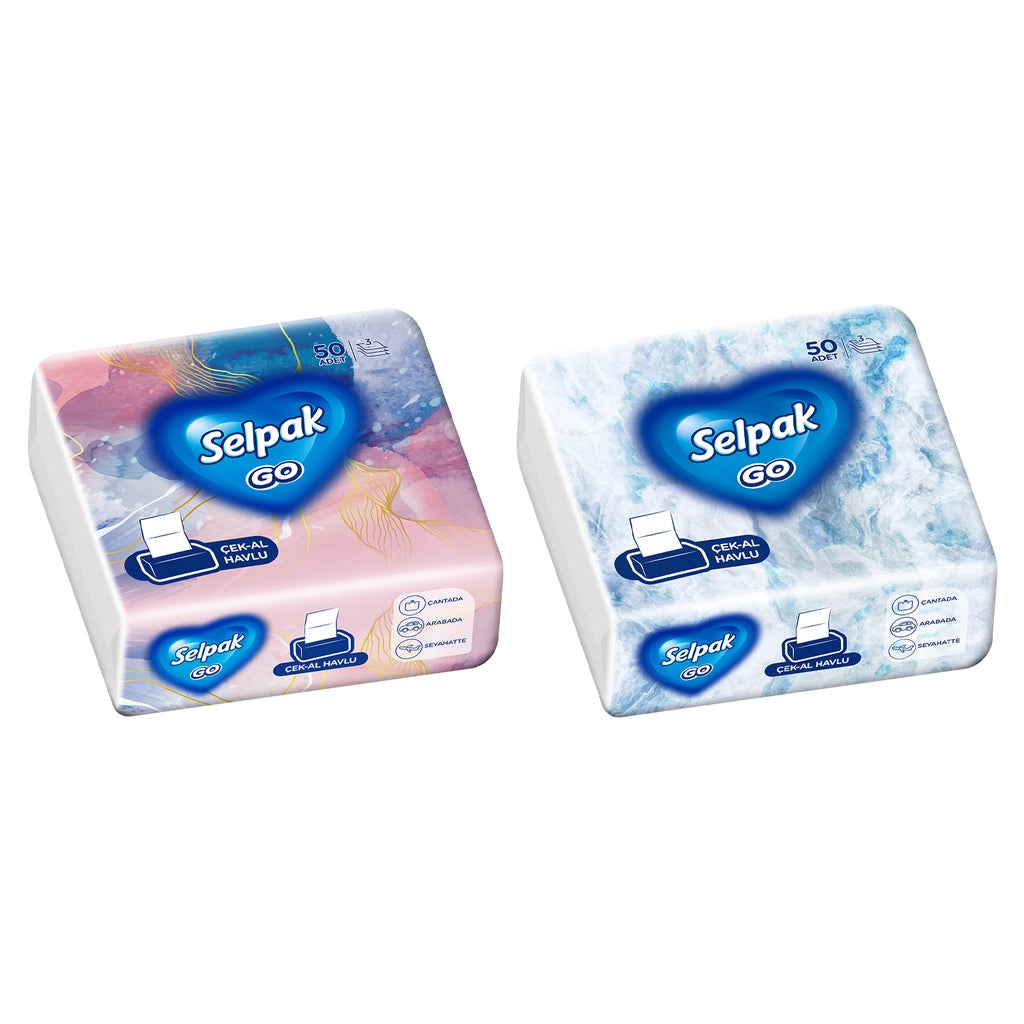 Selpak Go Hand Face Towels 50 Pcs Travel Size (Assorted)