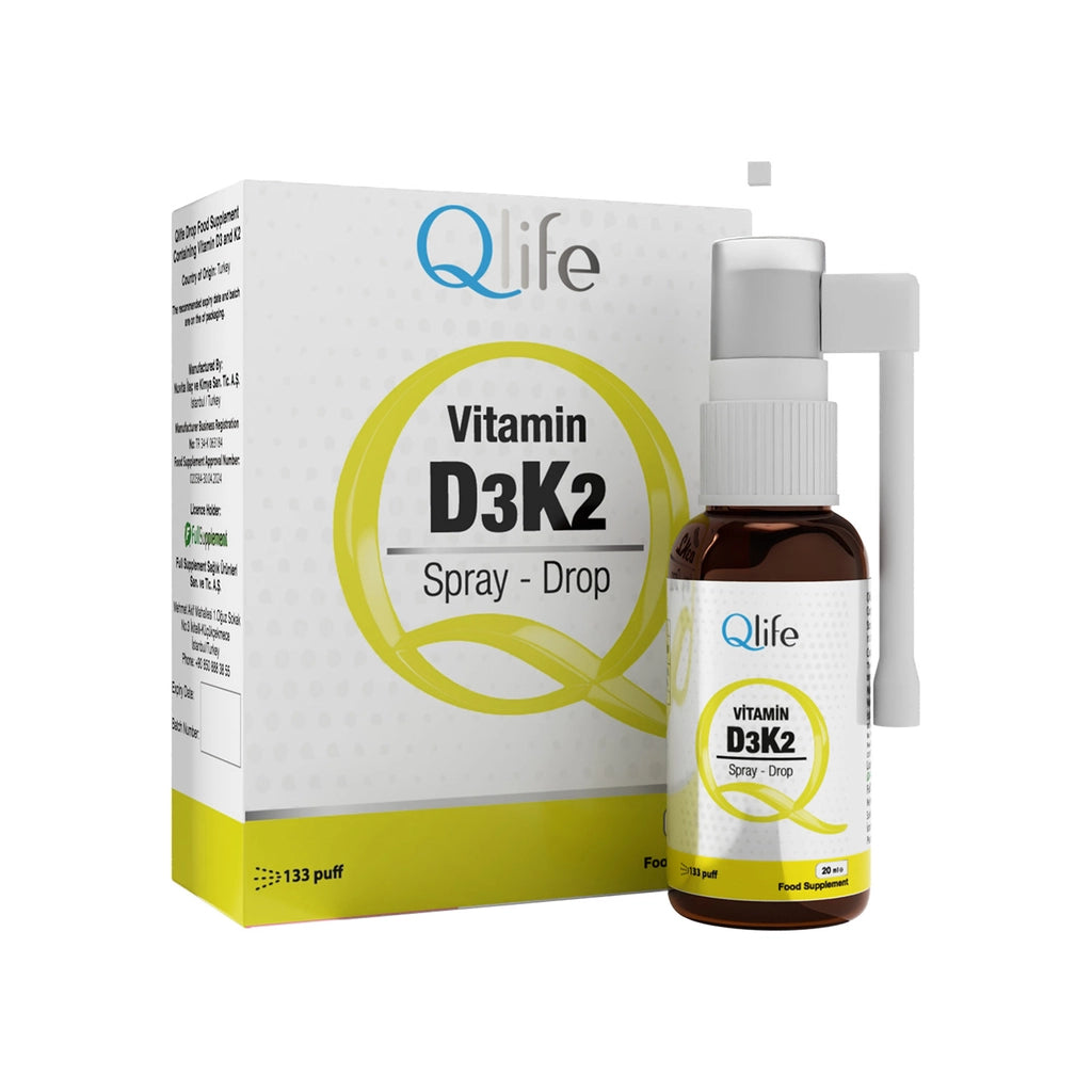 Qlife D3 + K2 Vitamin Spray Drops Food Supplement 20 ml