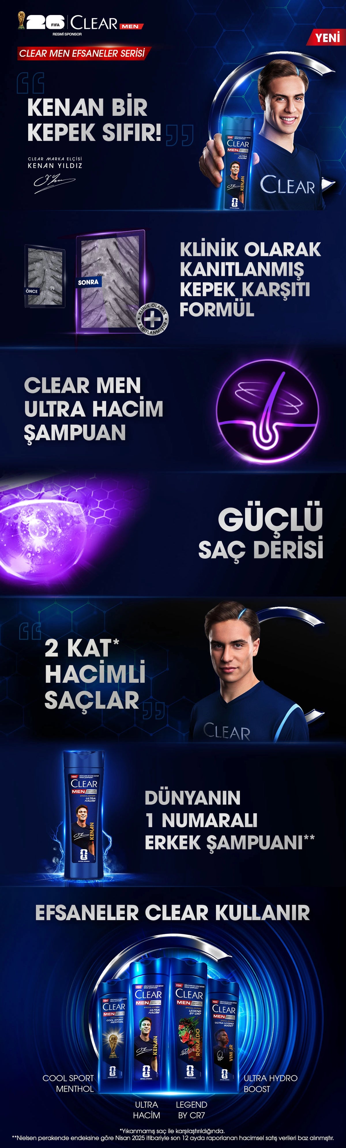 Clear Men Legends Kenan Yıldız Ultra Volume Shampoo 350 ml