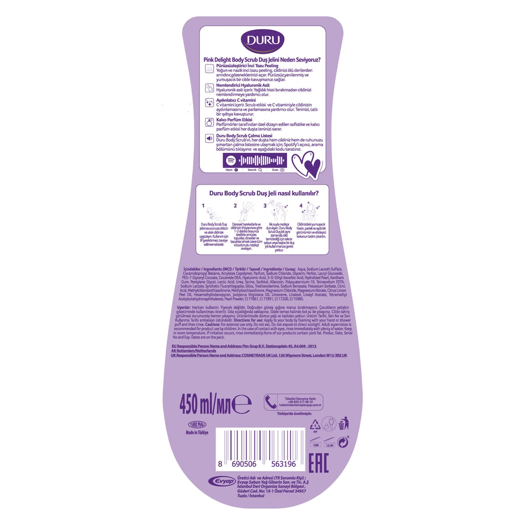 Duru Body Scrub Shower Gel Pink Delight 450 ml