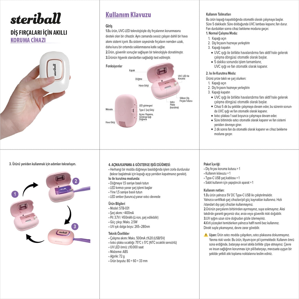 Steriball Smart Protection Device for Toothbrushes (White)