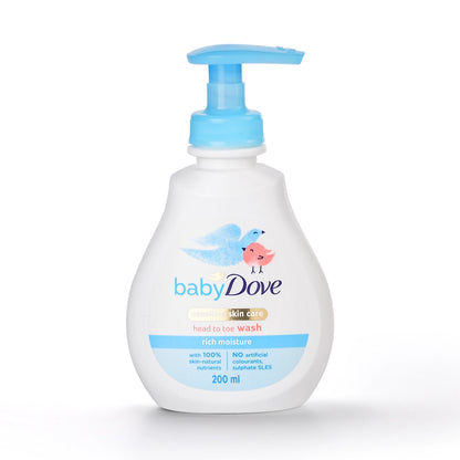 Dove Baby Natural Prebiotic, Eye-Free, Sulfate-Free Moisturizing Baby Hair and Body Shampoo 200 ml